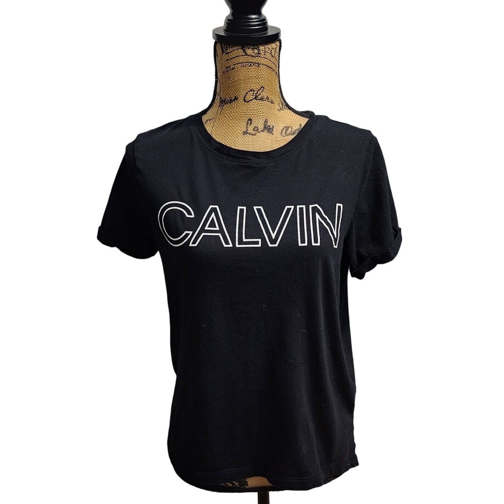 Calvin Klein Logo T-Shirt Crew Neck Short Sleeve‎ Casual Top Black M
